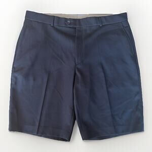 Maus & Hoffman Dress Shorts Men’s 38 Navy Blue Flat Front Golf Casual Classic